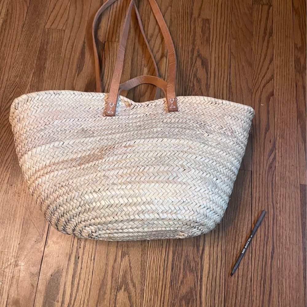 Straw Bag Handmade with Double Handle French Market Basket